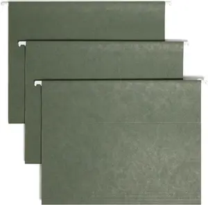 Smead Hanging File Folder, 1/5-Cut Adjustable Tab, Letter Size, Standard Green, Hanging Folders for Filing Cabinets, File Organizer Folder, 25 Count