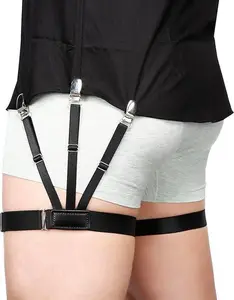Mens Shirt Stays Upgrade Adjustable Elastic Garter Military Shirts Holder with Non-slip Locking Clamps