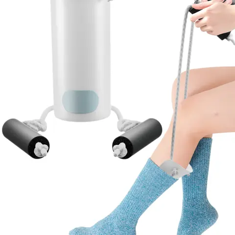 MARS Wellness Deluxe Molded Sock Aid Donner - Easy to Use Dressing Tool with Comfortable Foam Grip Handles, 31in Adjustable Cords - Compression Sock Helper for Elderly, Injury Recovery