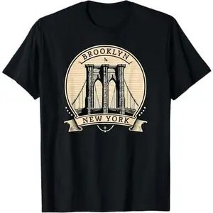 Retro New York Brooklyn Bridge Vintage City Skyline NYC NY T-Shirt