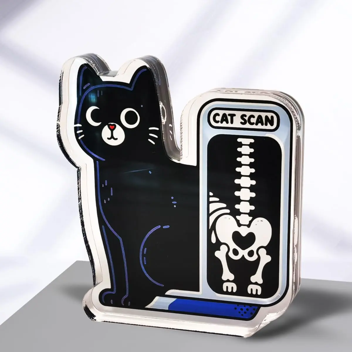 Acrylic Office Desk Name Plate Gift, Fun Cat Scan Decoration Sign, Ideal for Veterinarians Nurses Doctors Orthopedists, Home Office Decor