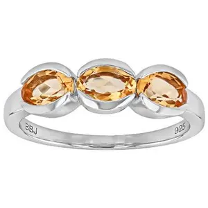 JTV Yellow Citrine Platinum Over Sterling Silver 3-Stone Ring 1.08ctw