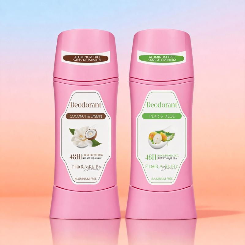 Flora Ruby Fruit-Scented Deodorant – Aluminum-free, with natural coconut and jasmine ingredients, effectively combats odor-causing bacteria – Helps lighten underarm dark spots – Removes impurities and dead skin cells – Provides a refreshing scent.