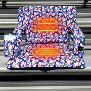 Heated Baseball Hearts 23" Stadium Seat with Armrests
