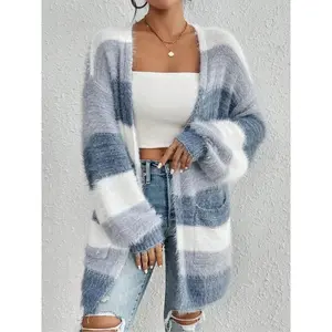 Women's Leopard Print Sweater Cardigan, Casual Fitted Knitwear for Fall & Winter, Moderate Fabric Thickness, Stylish Ladies' Outerwear