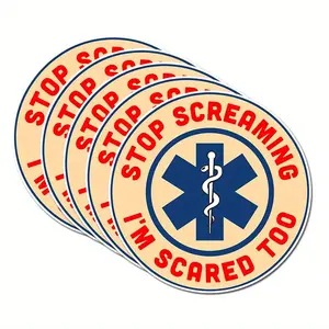 (5Pcs/Pack) Funny Stop Screaming I'm Scared Too Sticker Funny Paramedic EMT Sticker Emergency Room EMS Sticker Gift Decoration Graphic Helmet Bumper Decal