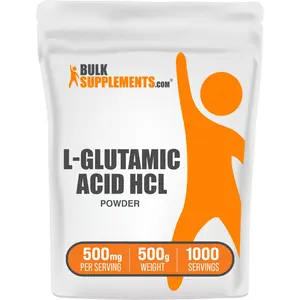 BulkSupplements - L-Glutamic Acid HCl Powder - Amino Acids - Protein - 500g - 500mg per Serving
