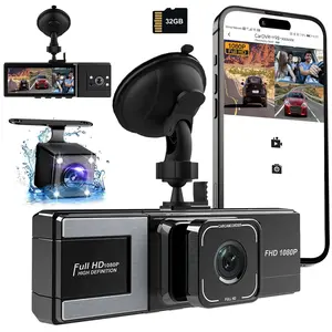 WHATOOK Wifi-1080P 3 Channel Dash Cam with 32GB Card, HDR, G-Sensor and 24Hr Parking - Car Camera