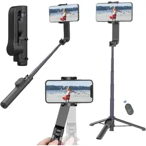 Selfie Stick Gimbal Stabilizer, Gimbled Phone Holder with  Remote Tripod 1-Axis Handheld Smartphone Portable Gimbal for  Vlog Youtuber Live Video Recording