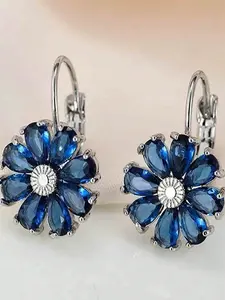 Elegant Blue Water Drop Zircon Earrings Set for Women, Fashion Classic Design, Synthetice Jewelry Accessories, Perfect Gift Idea