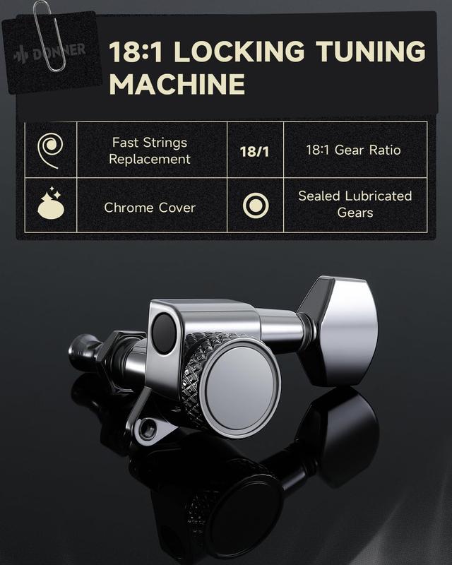 Donner DST-550 39 Inch Electric Guitar, Solid Double-cut Poplar Body Electric Guitar for Intermediate & Pro Players, 7 Tone-switching Options & Tremolo Bridge, Bonus Bag