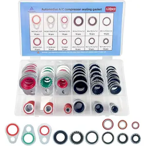120pcs automotive A/C system compressor gasket seal, Air Conditioner Compressor Port Seal Gasket Kit Bonded Gasket Seal Assortment Set (120 pcs)