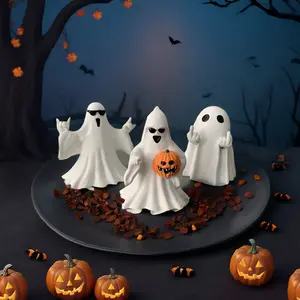 Cute Ghost for Halloween Party Decor, Creative Gothic Garden Ornament, Adorable Desktop Decoration for Home, Decorative Ornament