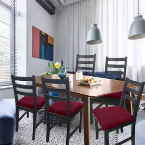 6-Piece Jacquard Chair Cushion Covers, Soft Padding Solid Dining Stretch Chair Slipcovers (backless), Furniture Protection for Living Room Bedroom Kitchen Hotel