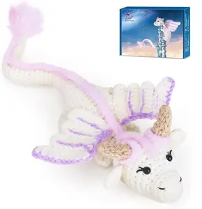 Crochet Kit for Beginners and Adults with Step-by-Step Video Tutorials, DIY Crochet Animal Kits Knitting Supplies, Purple Dragon (40%+ Yarn)