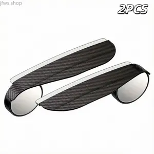 Popular Carbon Fiber Car Side Mirror Rain Shield With Blind Spot Mirror Easy Install Waterproof Rainproof Design Clear Vision Improve Driving Safety Stylish Black Universal Auto Exterior Protective Accessories For All Vehicles