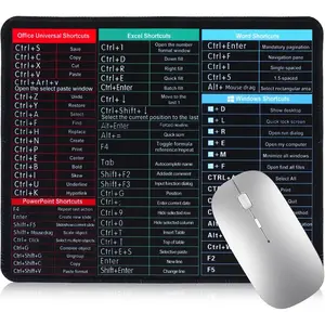 Excel Shortcuts Mousepad, 26x21x0.3cm Excel Cheat Sheet Desk Pad AntiSlip Computer Mouse Pad Formula Mouse Pads Keyboard Mat with Stitched Edges for Office Desk Laptop