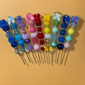6" Stainless Steel Pokey Weeding Tools with Colorful Acrylic Beads and Bow Designs. Drinkware Cup