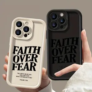 High-Quality Faith Over Fear Phone Case, Easy to Hold, Durable, Stylish, Shockproof, Non-Slip, Lightweight, Made of TPU Material, Protects Camera Lens, Compatible with iPhone 17/16/15/14/13/12/11/X/7/6 Series, Available in Black and White Background