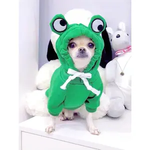 Fun Frog Design Pet Sweatshirt, Soft Warm Hooded Dog Clothes, Fashion Casual Apparel for Puppy Daily Indoor Outdoor Wear