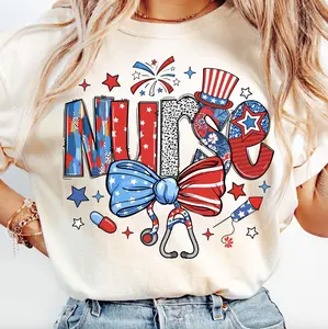 Coquette USA Nurse T-Shirt, 4th of July Gifts, Nurse Life USA Tee, America Nurse Shirt, Memorial Day Hoodie, Patriotic Nurse Gift, Nursing Tee For Her, Apparel Made In The USA