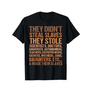 They didn't steal the slave black history month melanin african t-shirt, suitable for all men and women outdoor short sleeve t-shirt, 100 percent cotton, X-5XL, colorfast print, creative graphic, for women, autumn daily