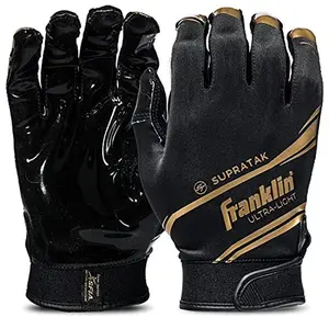 Franklin Sports 28360F1 Supratak Football Receiver Gloves - Black/Chrome - Adult Small