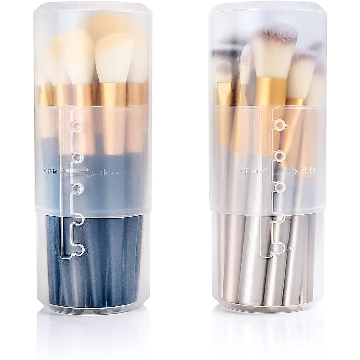 2-Pack Transparent Plastic Makeup Brush Holders - Dual-Use, Lightweight, Spacious Makeup Tool Organizers for Beauty & Personal Care