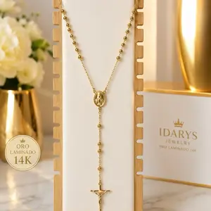 14K Gold Plated Virgin Mary Rosary Necklace – Premium Laminated Gold, Elegant Religious Jewelry XP