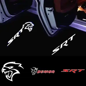 2PCS LED Car Door Projector Welcome Light Decorative Shadow Logo Lamp Fit for Charger Avenger Magnum SRT Hellcat
