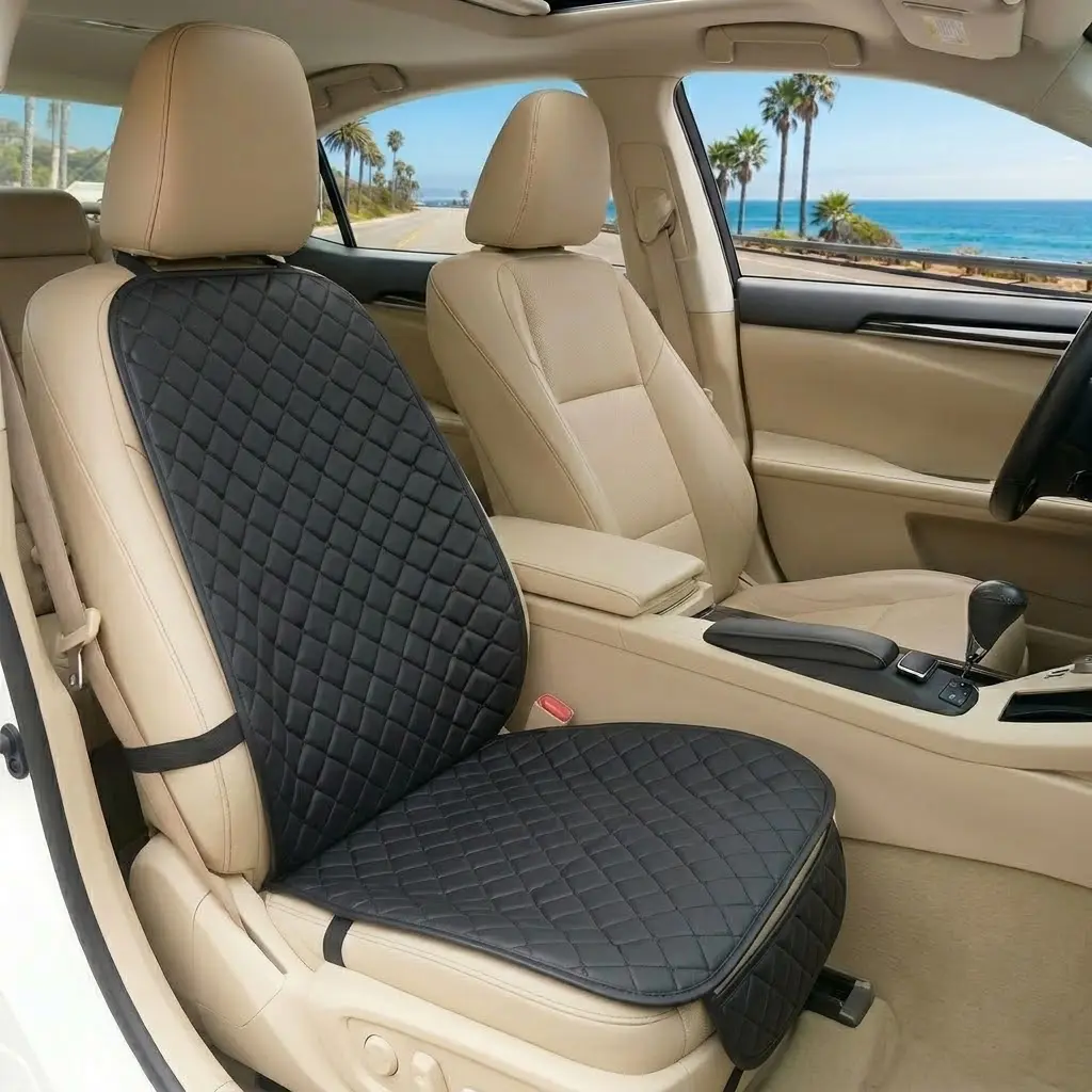 #Summervibes Luxury Faux Leather Car Seat Cover Front Seat Cushion Protector, Anti-Slip and Scratch Resistant, Universal Fit of Vehicles, Auto Seat Protectors, Car Seat Covers Front Seats