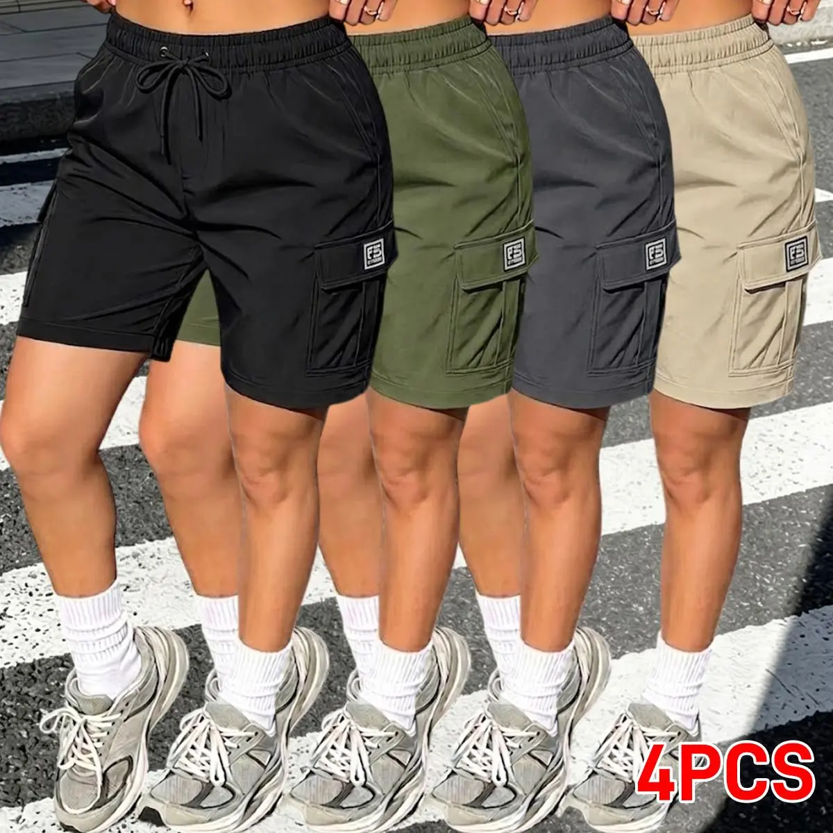 Black + Dark Gray + Army Green + Khaki
