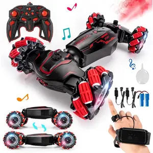 4WD Remote Control Gesture Sensor Car,Hand Controlled RC Stunt Car,Double-Sided Vehicle 360° Rotation with Light and Music Spray, Watch Toy Cars for Boys & Girls Birthday