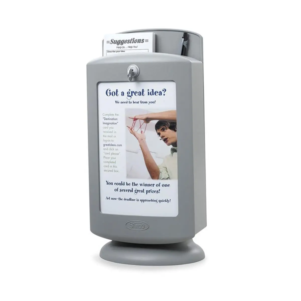 Safco 4233GR Plastic Wall-Mount Suggestion Box, Gray Home Supplies Organizer Storage Box with Pen Card Holder
