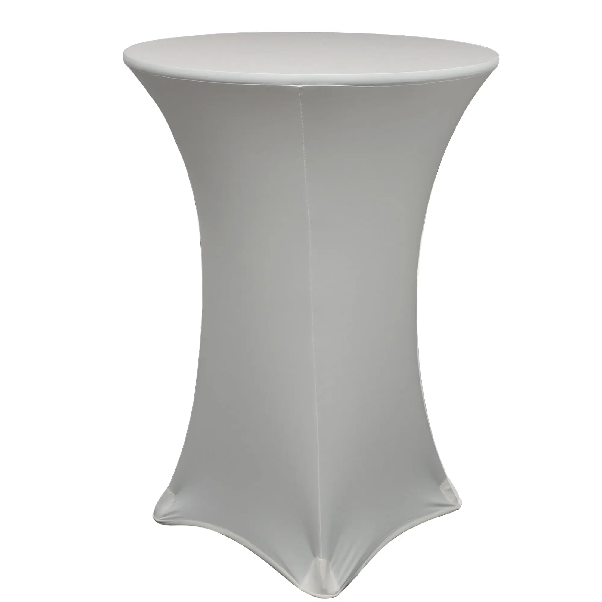 Silver Spandex Highboy Cocktail Fitted Table Cover - Stretch Spandex Tablecloth for Wedding, Party, Trade Show & Vendor Booth