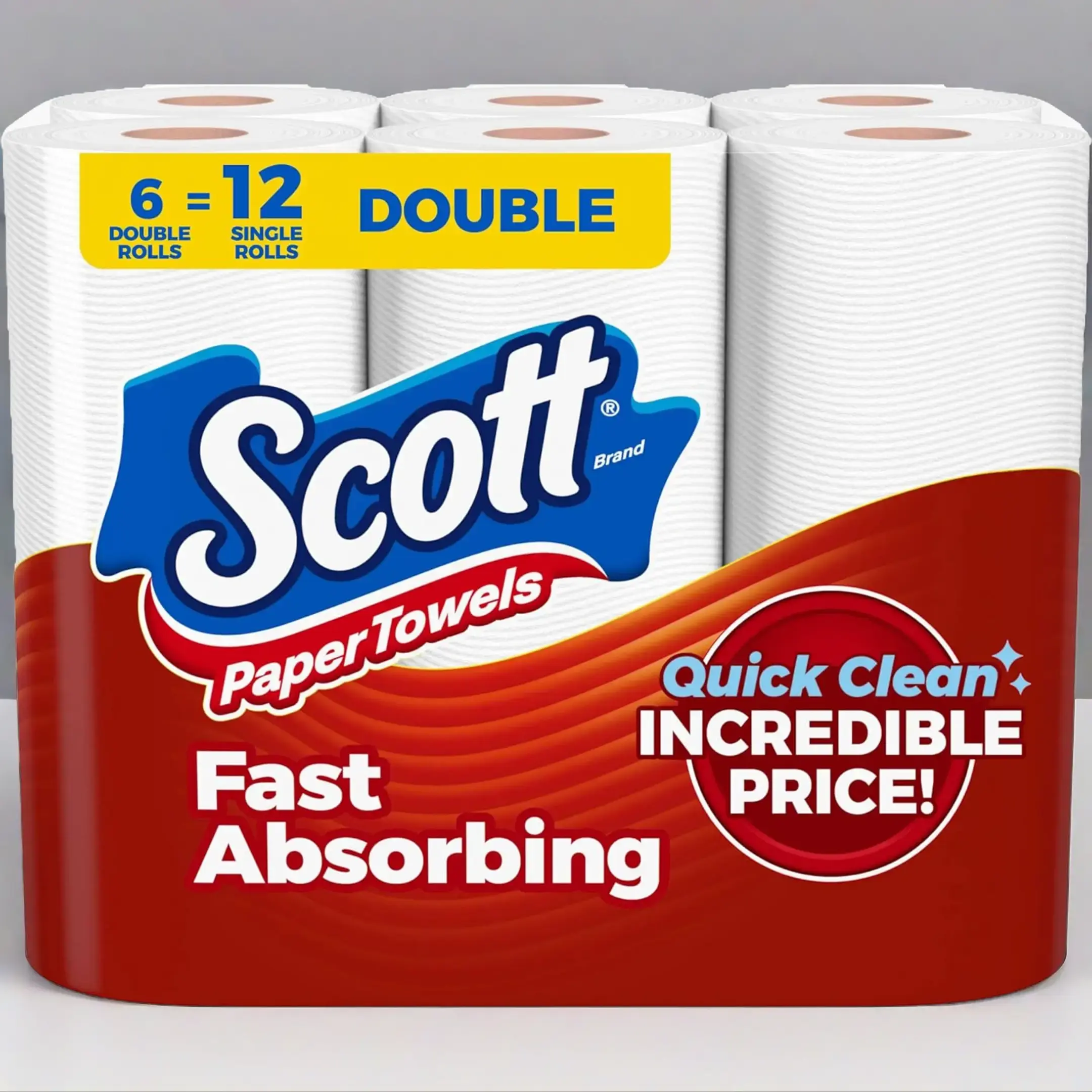 Paper Towels, Choose-A-Sheet, 6 Double Rolls = 12 Regular Rolls (108 Sheets Per Roll)