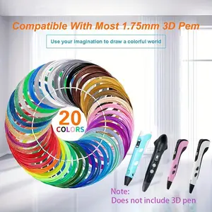 1.75mm PLA 3D Printing Filament Bulk, 20 Random Colors, 196in Length per Color, 3D Pen Excluded, for DIY Crafts, Ideal Gift for New Year/Birthday, Pla Filament Bulk,summerwins