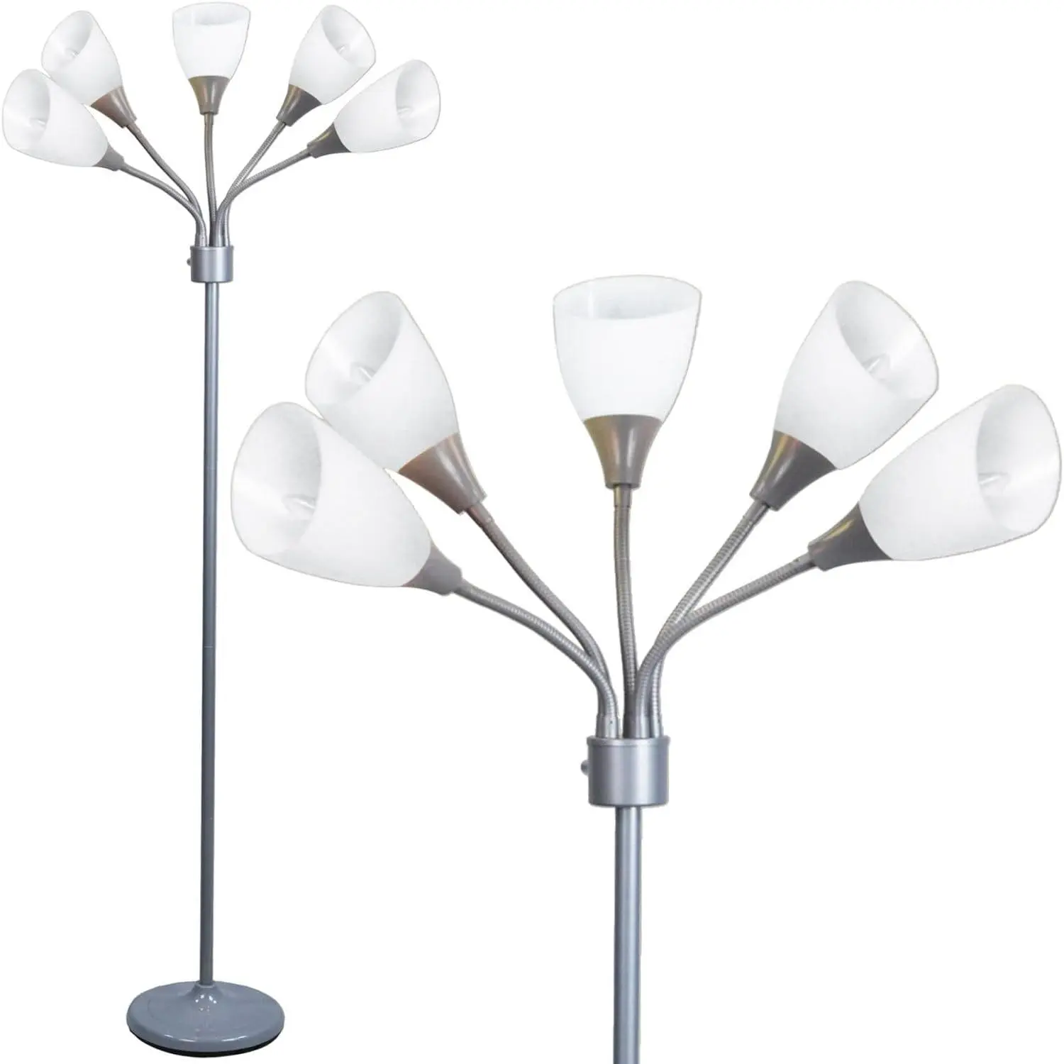 Medusa 5-Light Floor Lamp for Bedroom - Multi- Standing Lamp with 5 White  Shades,  Spider Lamp, Bright Floor Lamp for Bedroom, Living Room, Office