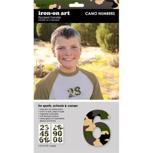 9-252 Green Camo Print Numbers - 2.75 inch Green Camo Print Number Iron-on