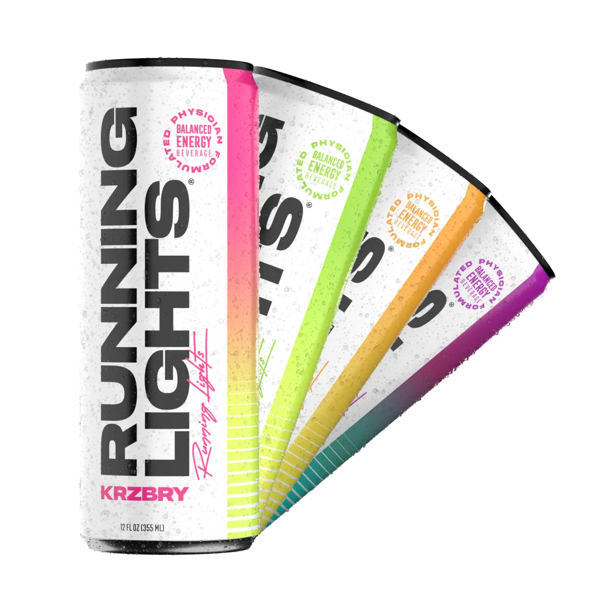 Running Lights Balanced Energy 12oz Variety Pack - Citrus, Mango, KRZBRY, Berry Lemonade (12-Pack)