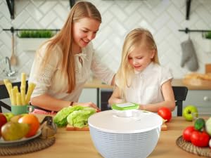 6.2 Qt Capacity Salad Spinner for Salad Prep, Kitchen Utensil Fruit & Vegetable Washer Dryer with Bowl & Colander, 1-Hand Pump, Compact Storage for Greens