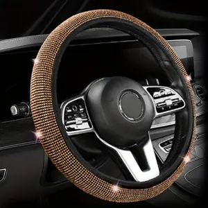 Rhinestone Decor Car Steering Wheel Cover, Glitter Car Steering Wheel Protector, Universal Car Steering Wheel Cover for Women & Men, Car Accessories