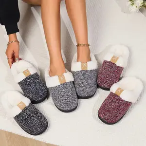 Women's Indoor Bedroom Slipper with Memory Foam, Gift for Women Men Wool-Like House Shoe with Anti-Skid Rubber Sole for Ladies