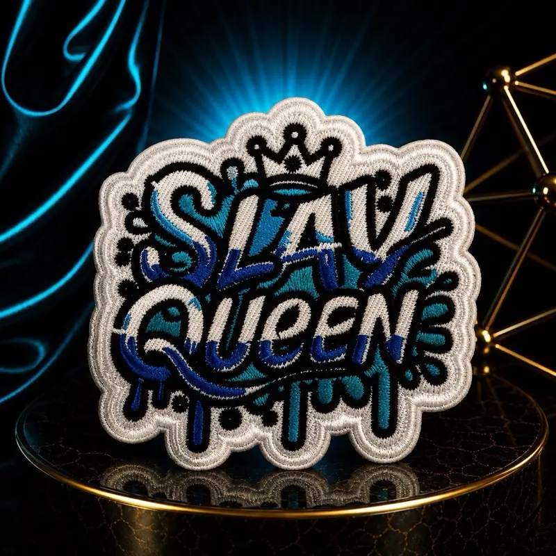 Slay Queen Iron-On Embroidered Patch, Decorative Applique for Clothing, Bags, Hats
