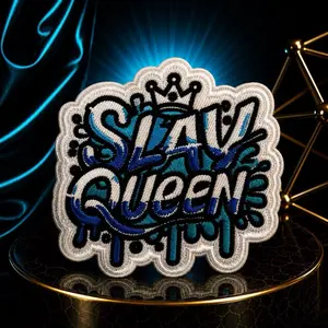 Slay Queen Iron-On Embroidered Patch, Decorative Applique for Clothing, Bags, Hats