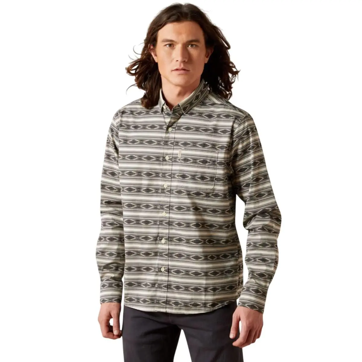 Ariat Men's Matias Modern Fit Beige Long Sleeve Shirt