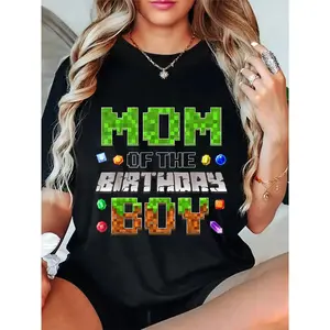 Unisex Mom Of The Birthday Boy Game Pixel Number Birthday Party T-Shirt