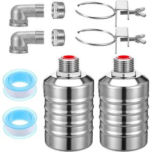 2 Pack Water Float Valve 1/2" to 3/4'' Auto Shut off Water Tank Float Valve 304 Stainless Steel Fully Automatic Level Control for Pool, Livestock Troughs