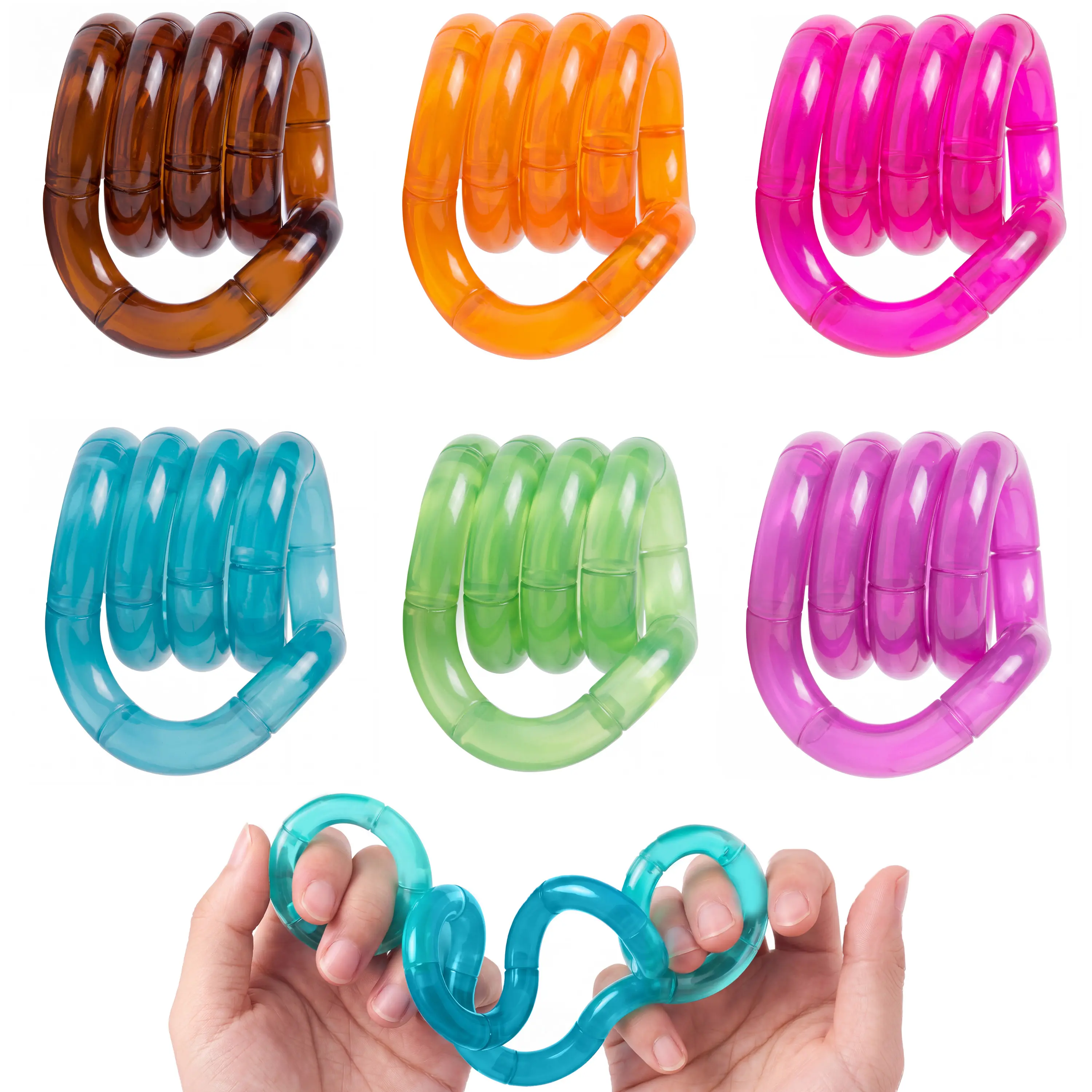 JOYIN 6PCS Color-changing Twisty Fidget Toys, Temperature Color Changing Sensory Fidget Toys for Adults and Girls Boys, Chain Fidget Toy for Stress and Anxiety Relief, Birthday Gifts, Office Desk Decompression Toy, Party Favors