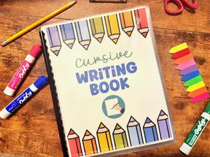 Cursive Handwriting Reusable Dry Erase Book - Home Practice for 1st Grade, 2nd Grade, 3rd Grade Summer Break Summer 2025